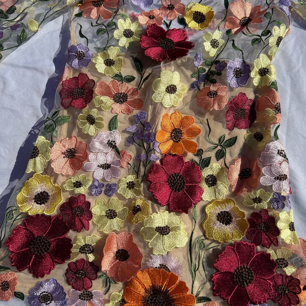 Source Unknown Multicolor Floral Embroidered Back… - image 2